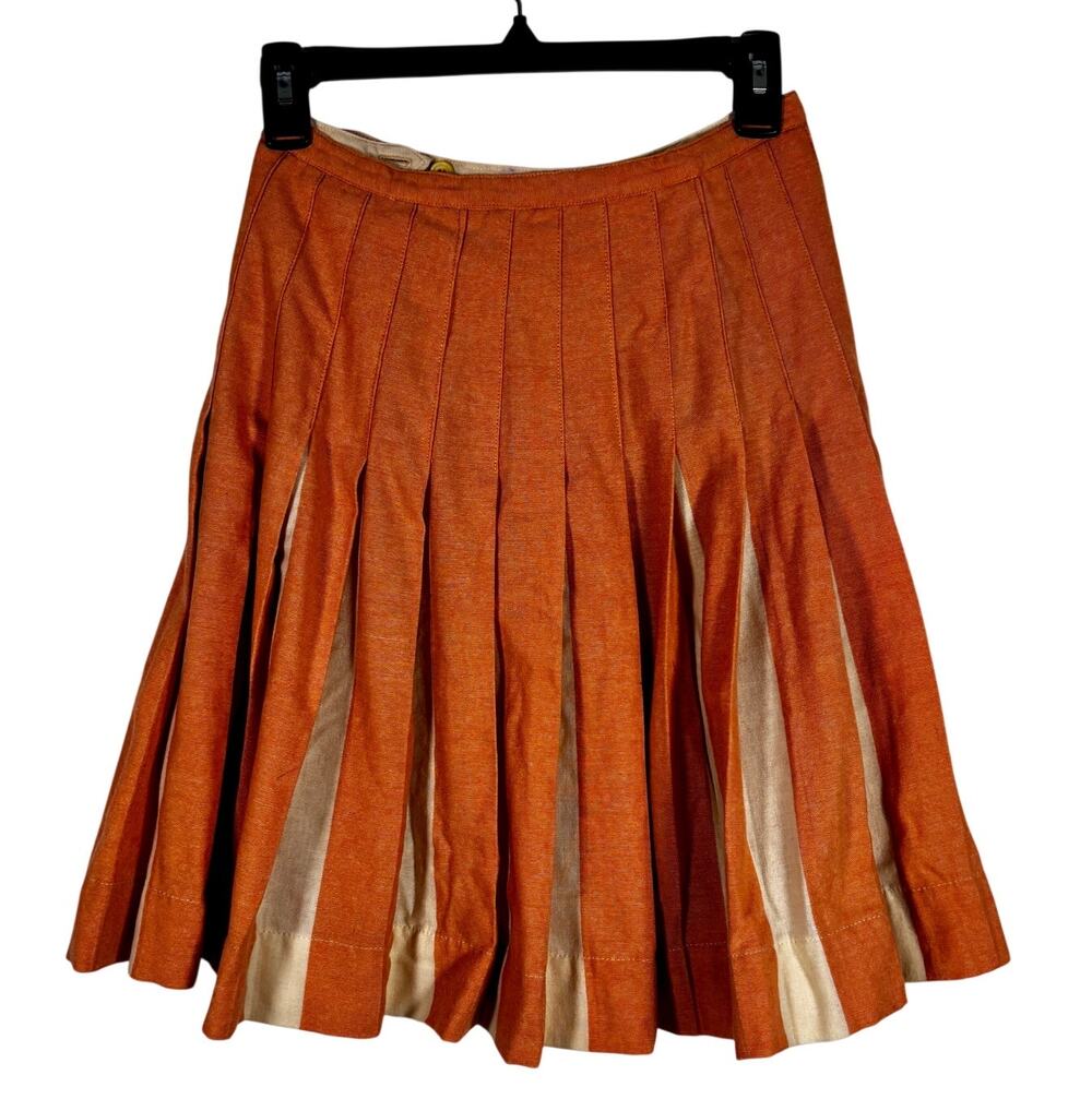 Vintage 1960s Wool Pleated Mini Skirt Century of Boston Salmon Pink Beige 26